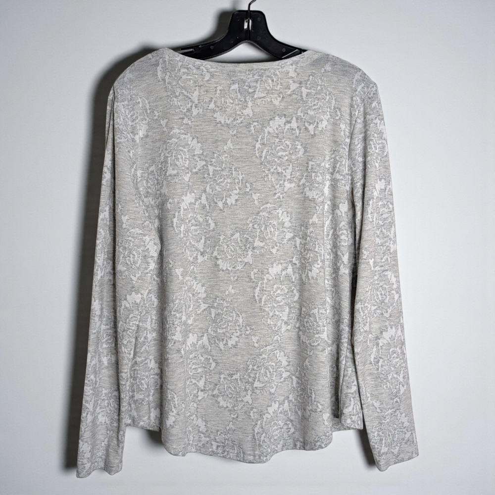 Bundle (2) Long Sleeve Pullover Tops Lightweight Floral Abstract Print L - Picture 8 of 12